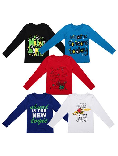 pack of 5 round neck printed tees - 20101508 - Very Small Image - 1