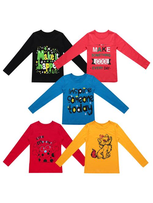 pack of 5 round neck printed tees - 20101529 - Very Small Image - 1