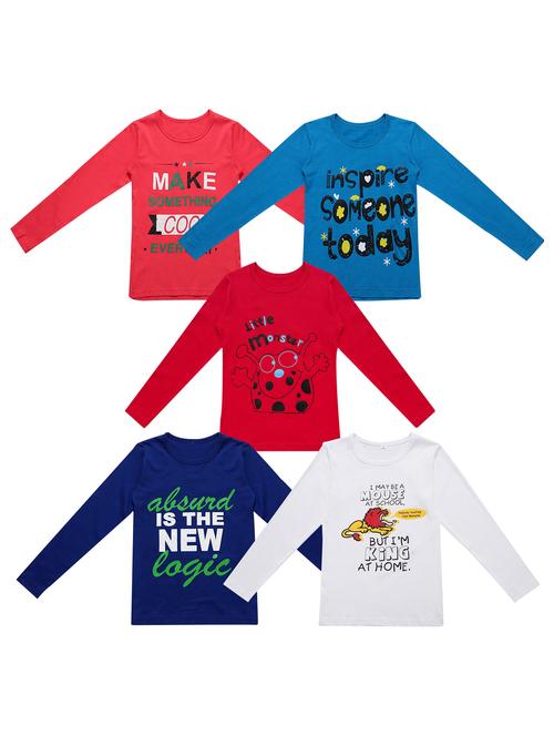 pack of 5 round neck printed tees - 20101568 - Very Small Image - 1