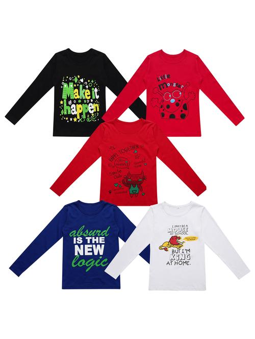 pack of 5 round neck printed tees - 20101576 - Very Small Image - 1