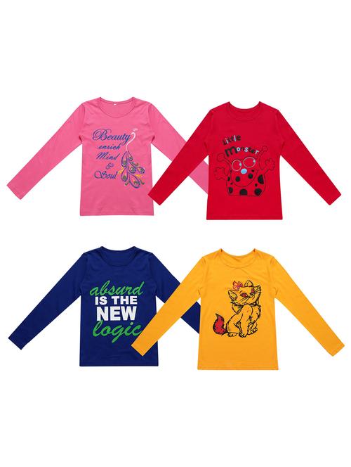 girls pack of 4 printed tees - 20101623 - Very Small Image - 1