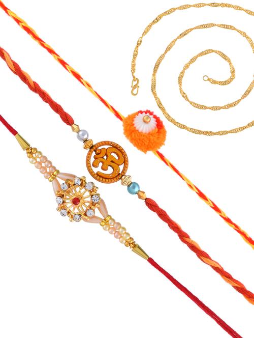 3 rakhi rakshabandhan set combo for bhaiya bhabhi brother bhai (pack of 3) - 20101981 - Very Small Image - 1