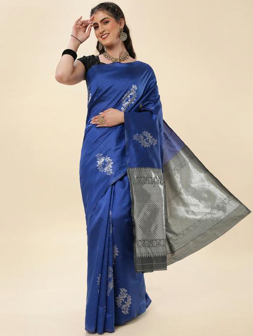 blue banarasi saree with blouse - 20109845 - Very Small Image - 1