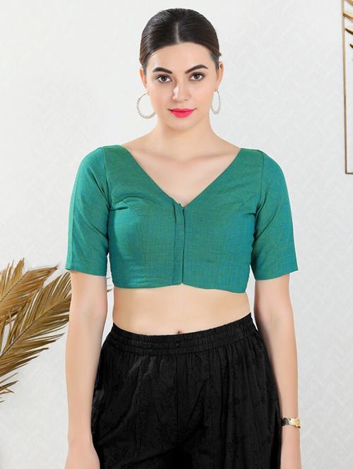 v neck plain regular blouse - 20110097 - Very Small Image - 1