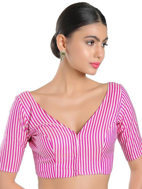 v neck stripes regular blouse - 20110109 - Very Small Image - 1