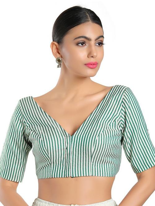 v neck stripes regular blouse - 20110115 - Very Small Image - 1