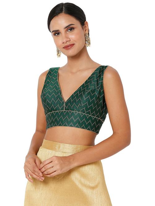 v neck self design regular blouse - 20110141 - Very Small Image - 1