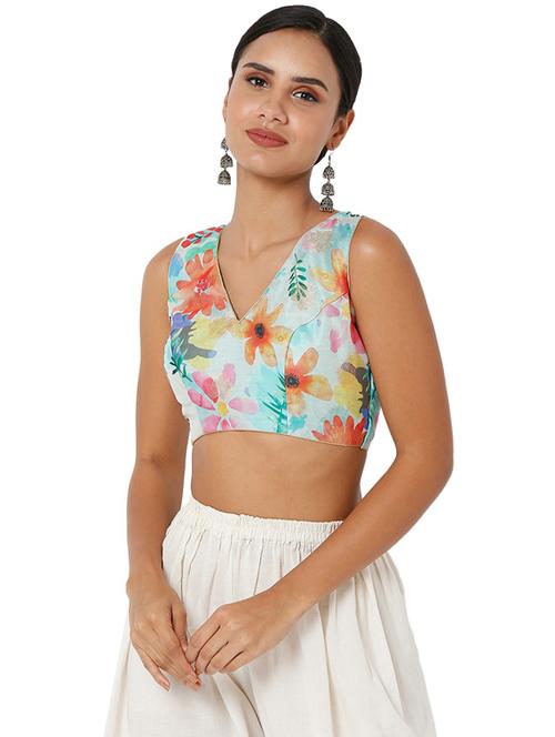 v neck printed regular blouse - 20110225 - Very Small Image - 1