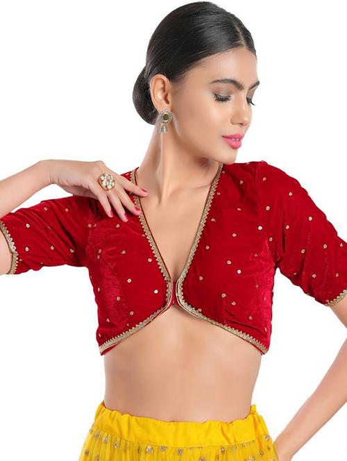 v neck self design regular blouse - 20110230 - Very Small Image - 1