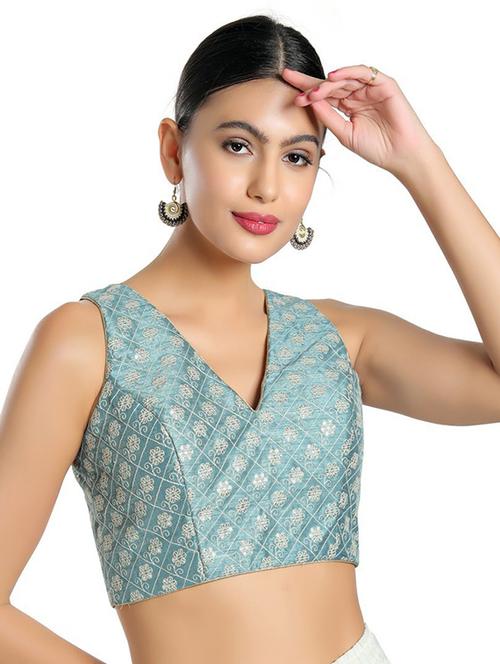 v neck self design regular blouse - 20110616 - Very Small Image - 1