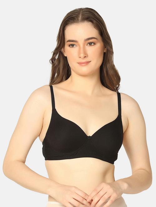 black cotton tshirt bra - 20110776 - Very Small Image - 1