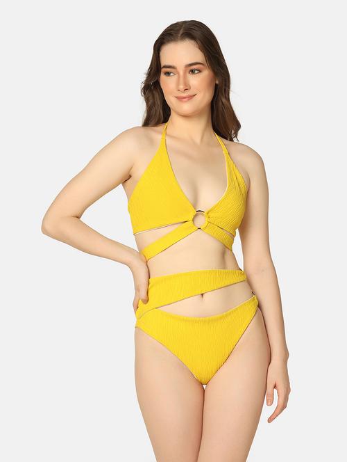 solid cutouts swimwear set - 20110810 - Very Small Image - 1