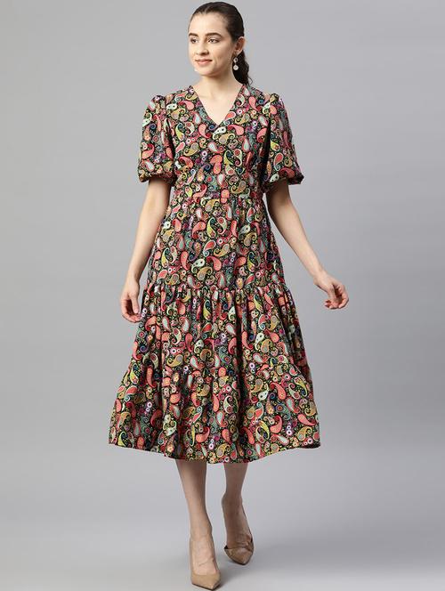 women's paisley print tiered dress - 20117271 - Very Small Image - 1