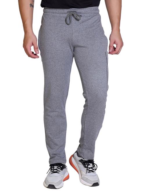 grey solid full length track pant - 20117980 - Very Small Image - 1