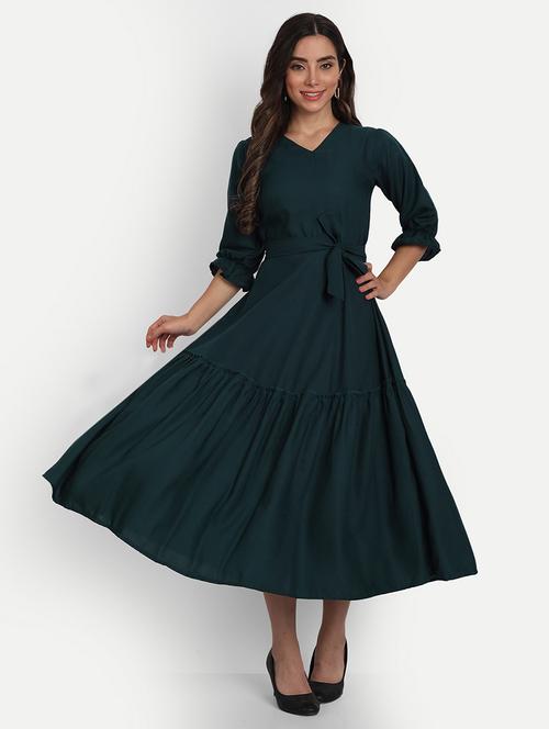 women's tiered dress solid dress - 20118876 - Very Small Image - 1