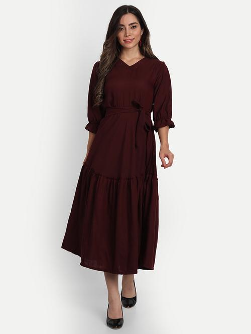 women's tiered dress solid dress - 20118878 - Very Small Image - 1