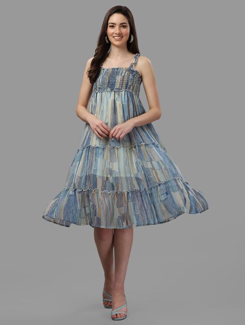 women's tiered dress abstract dress - 20118885 - Very Small Image - 1