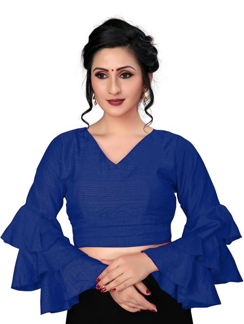 v neck self design regular blouse - 20119616 - Very Small Image - 1