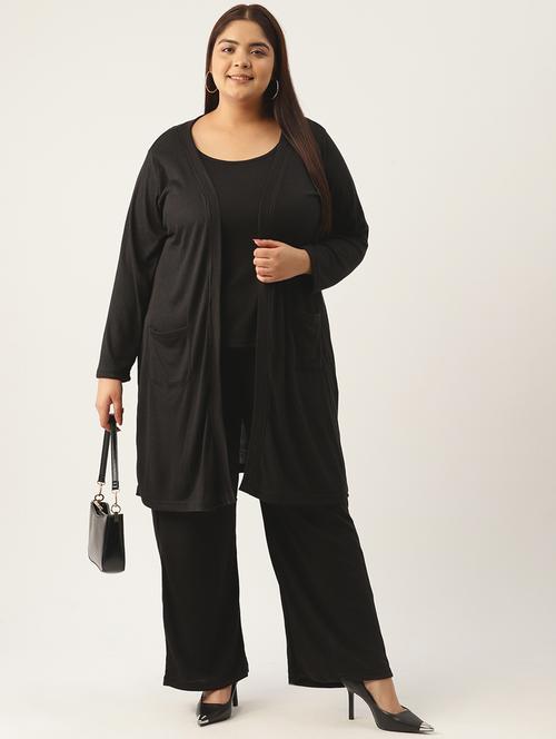black solid top and trouser with shrug co-ord set  - 20120471 - Very Small Image - 1