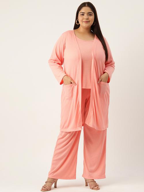 pink solid top and trouser with shrug co-ord set  - 20120474 - Very Small Image - 1