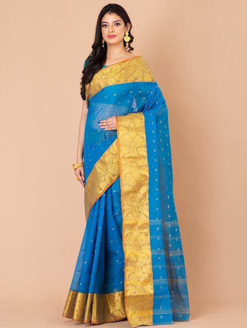 women's self design blue colored saree - 20121387 - Very Small Image - 1