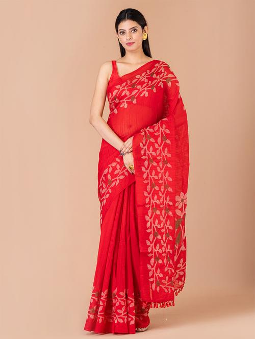 women's self design red colored saree - 20121490 - Very Small Image - 1