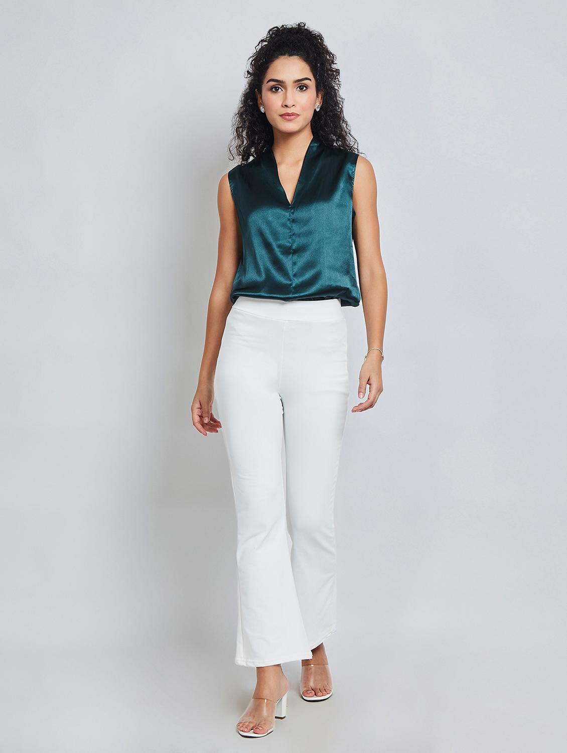 women's straight v neck top - 20121624 - Standard Image - 3
