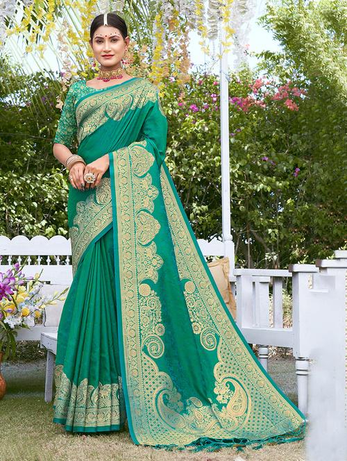 women's banarasi saree with blouse - 20122125 - Very Small Image - 1