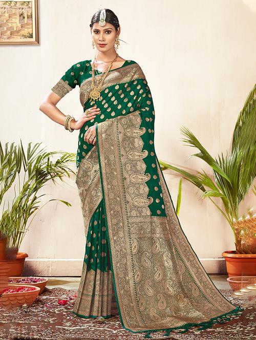 green silk saree with blouse - 20122134 - Very Small Image - 1