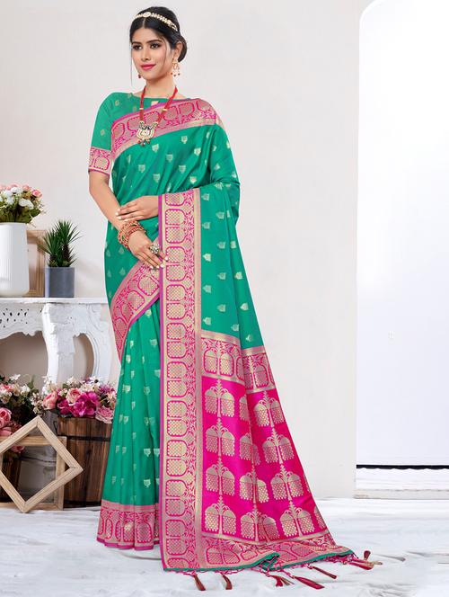 women's banarasi saree with blouse - 20122275 - Very Small Image - 1