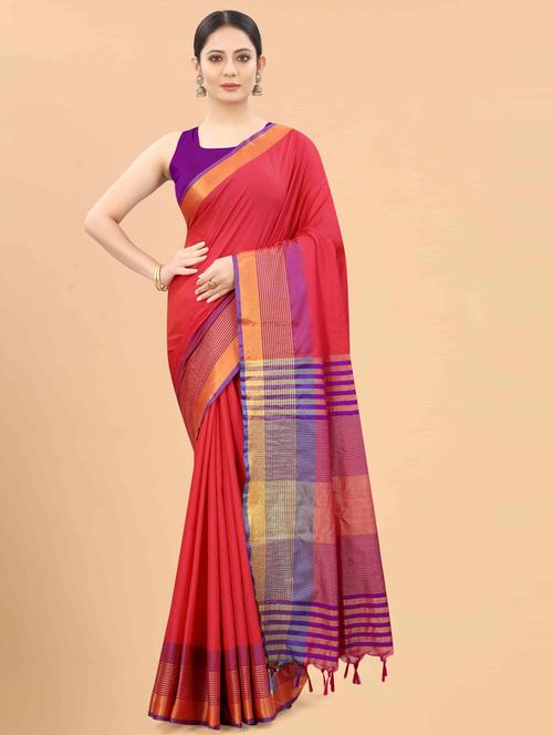 women's self design red colored saree - 20122393 - Very Small Image - 1