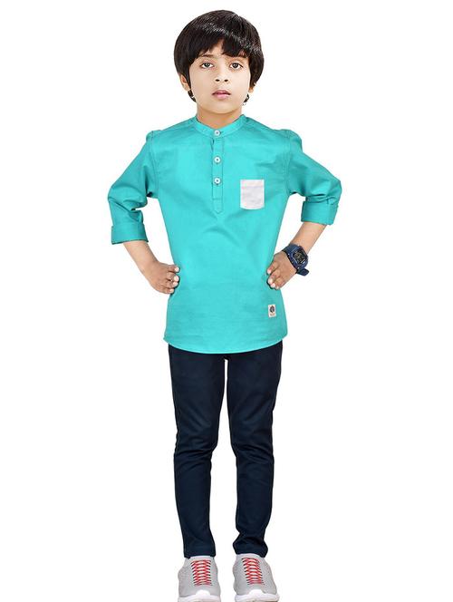 boys self design cotton kurta - 20124338 - Very Small Image - 1