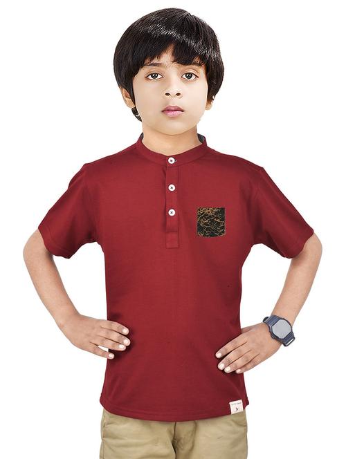 boys solid cotton short kurta - 20124734 - Very Small Image - 1