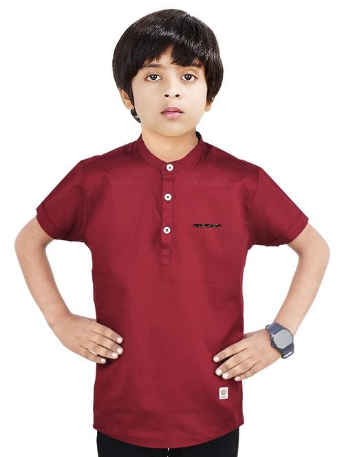 boys solid cotton short kurta - 20124886 - Very Small Image - 1