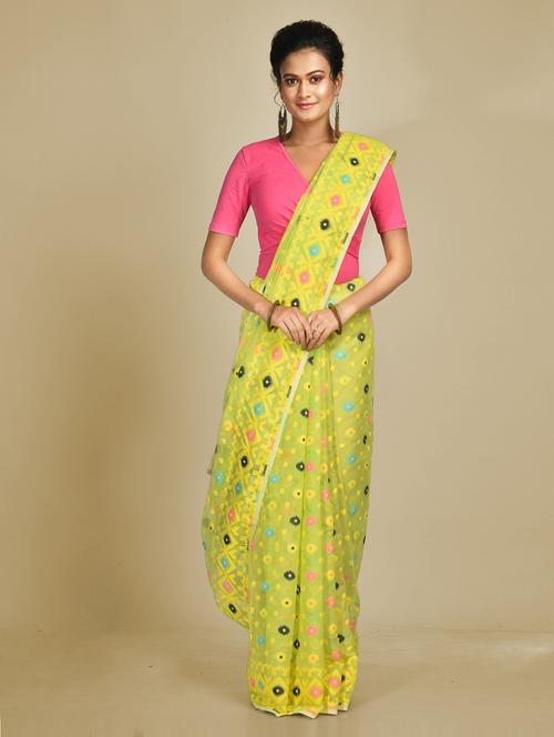 yellow cotton silk handloom saree - 20126175 - Very Small Image - 1