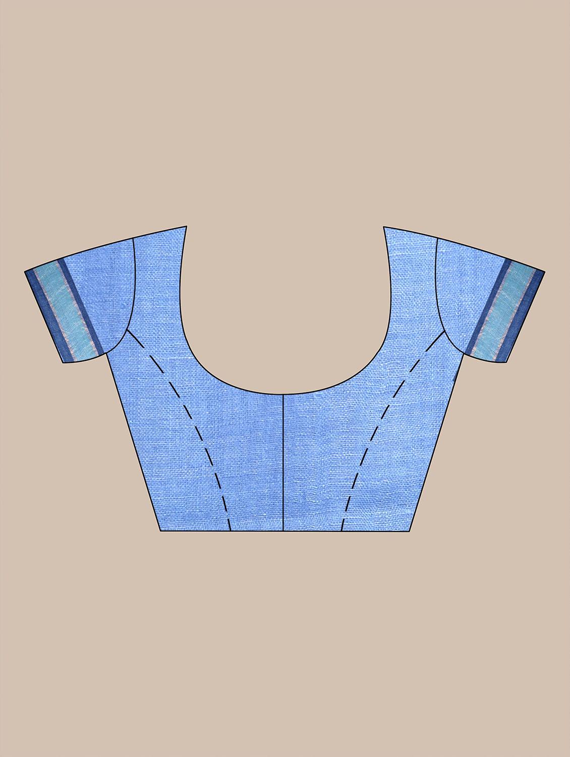 women's self design light blue colored saree with blouse - 20126195 - Standard Image - 4