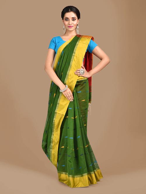 women's self design green colored saree with blouse - 20126262 - Very Small Image - 1