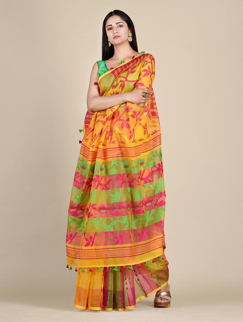 women's self design yellow colored saree - 20126379 - Very Small Image - 1