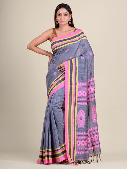 women's self design grey colored saree with blouse - 20126386 - Very Small Image - 1