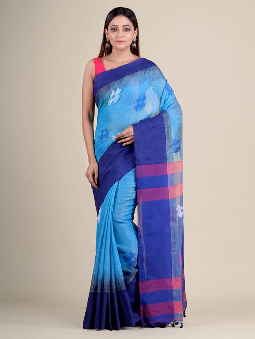 women's self design blue colored saree - 20126467 - Very Small Image - 1