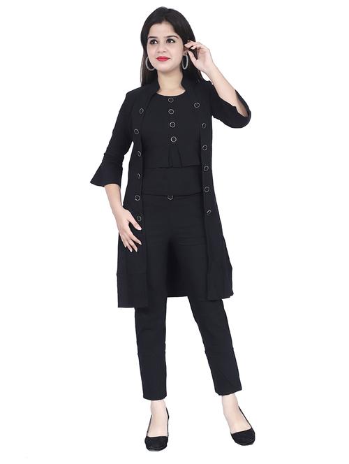 black solid top and trouser with jacket co-ord set  - 20127055 - Very Small Image - 1
