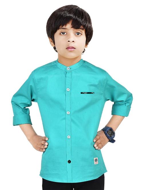 boys mandarin neck solid shirt - 20127469 - Very Small Image - 1
