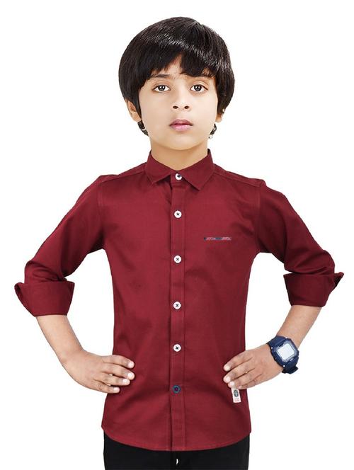 boys shirt collar neck solid shirt - 20127515 - Very Small Image - 1