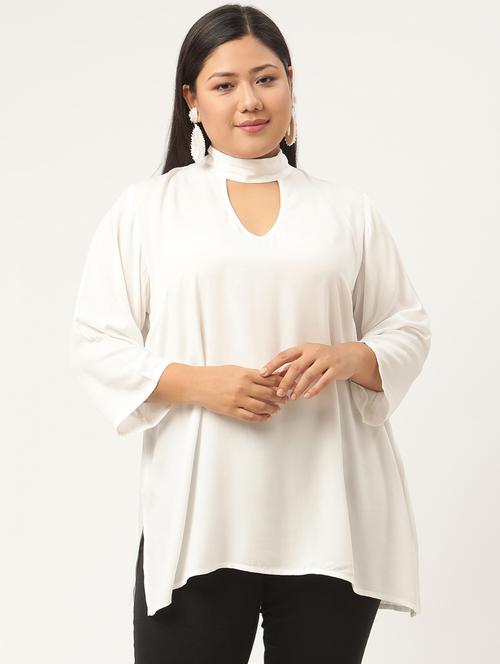 women's a line key hole neck top - 20129432 - Very Small Image - 1