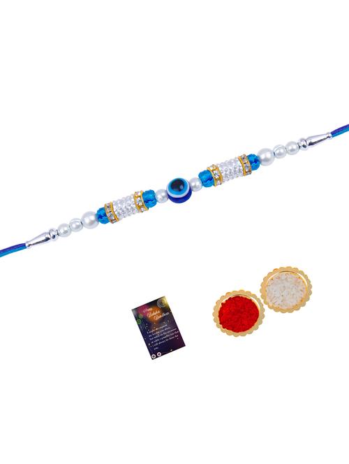 blue evil eye thread rakhi - 20130386 - Very Small Image - 1