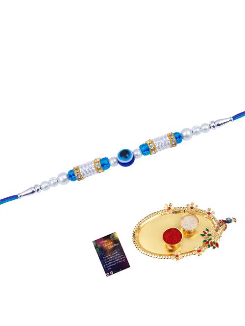 blue evil eye thread rakhi - 20130389 - Very Small Image - 1