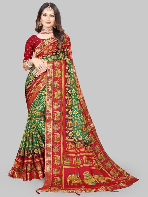 women's checks multi colored saree - 20130615 - Very Small Image - 1