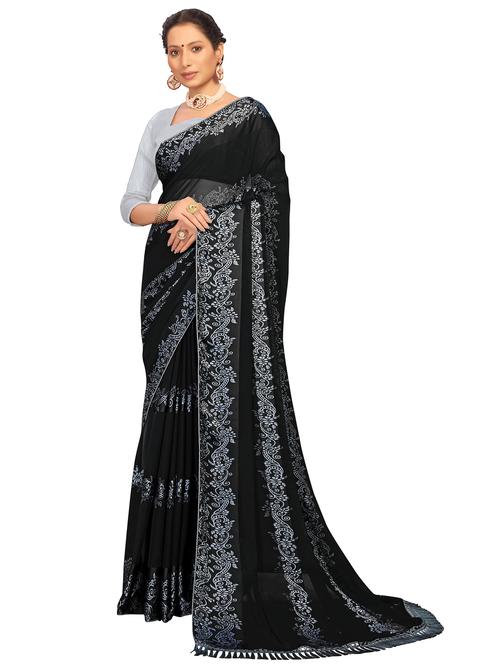 women's printed black colored saree - 20130620 - Very Small Image - 1