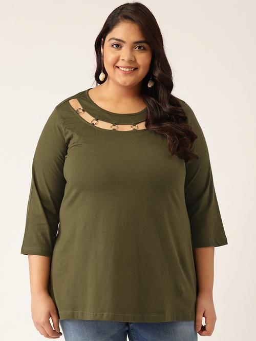 women's straight round neck top - 20132295 - Very Small Image - 1