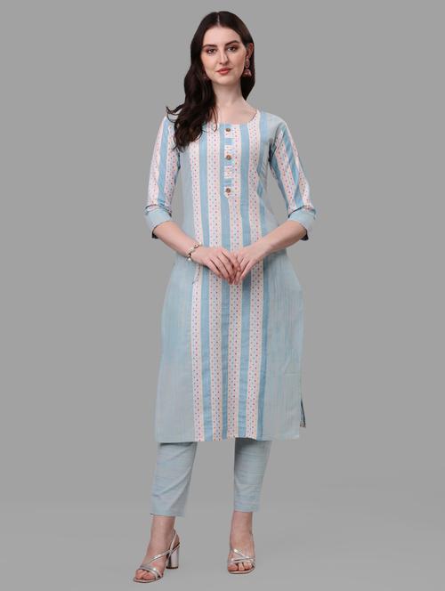 round neck kurta pant set with dupatta - 20133343 - Very Small Image - 1